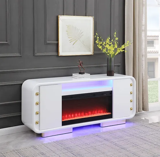 WHITE & GOLD CARDINALS FIREPLACE