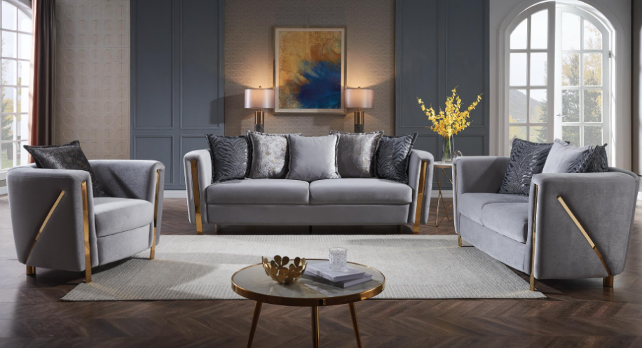 CHANELLE SOFA & LOVESEAT IN GRAY