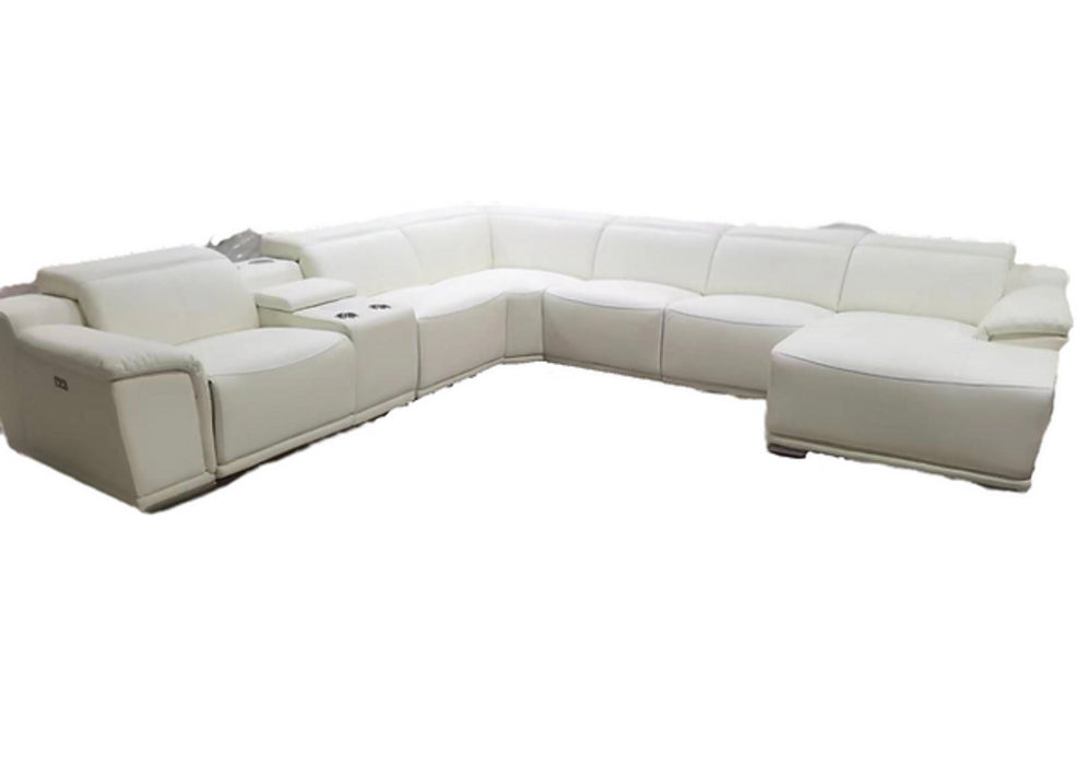 White Leather Reclining Sectional