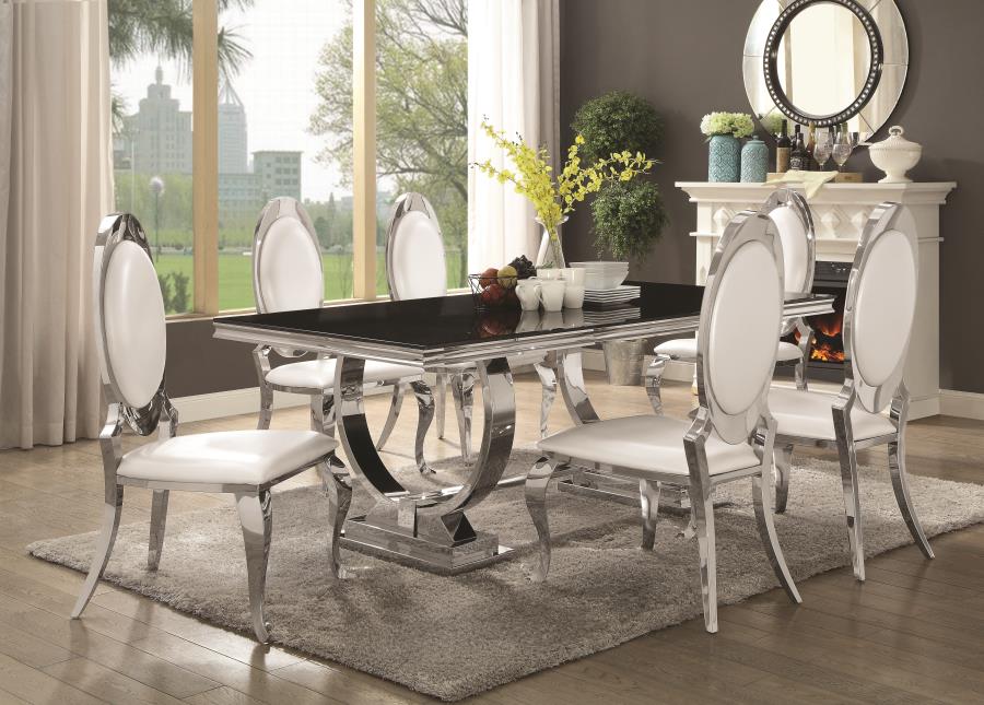 Black Marble 7 Piece Dining Table Set