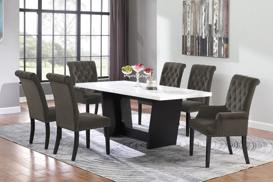 Osborne 5-Piece Rectangular Marble Top Dining Set Brown And White