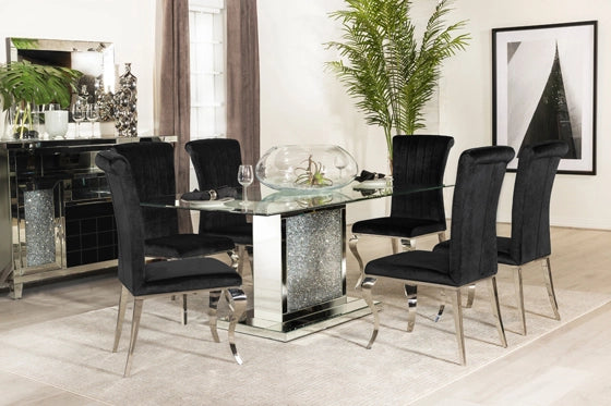 Marilyn 5-Piece Dining Room Set Mirror And Black Chairs