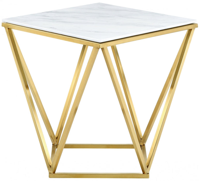 Marble Top End Table with Golden Base