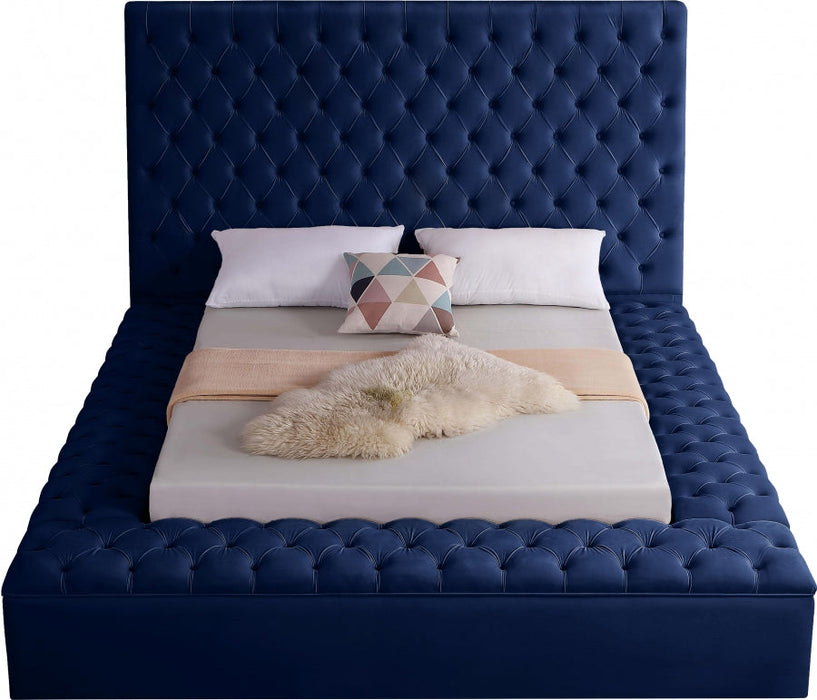 Navy Bliss Tufted Storage Bed