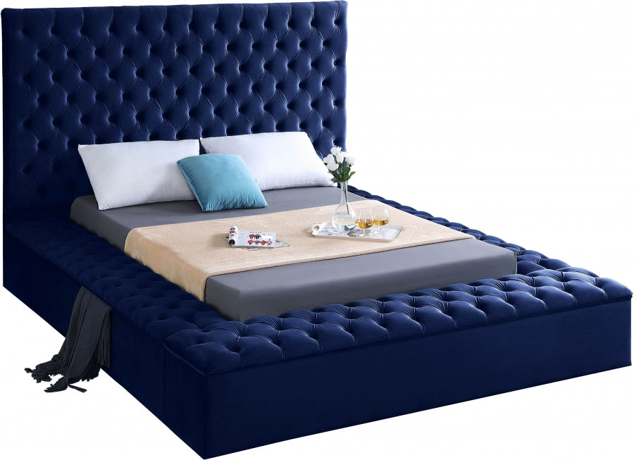 Navy Bliss Tufted Storage Bed