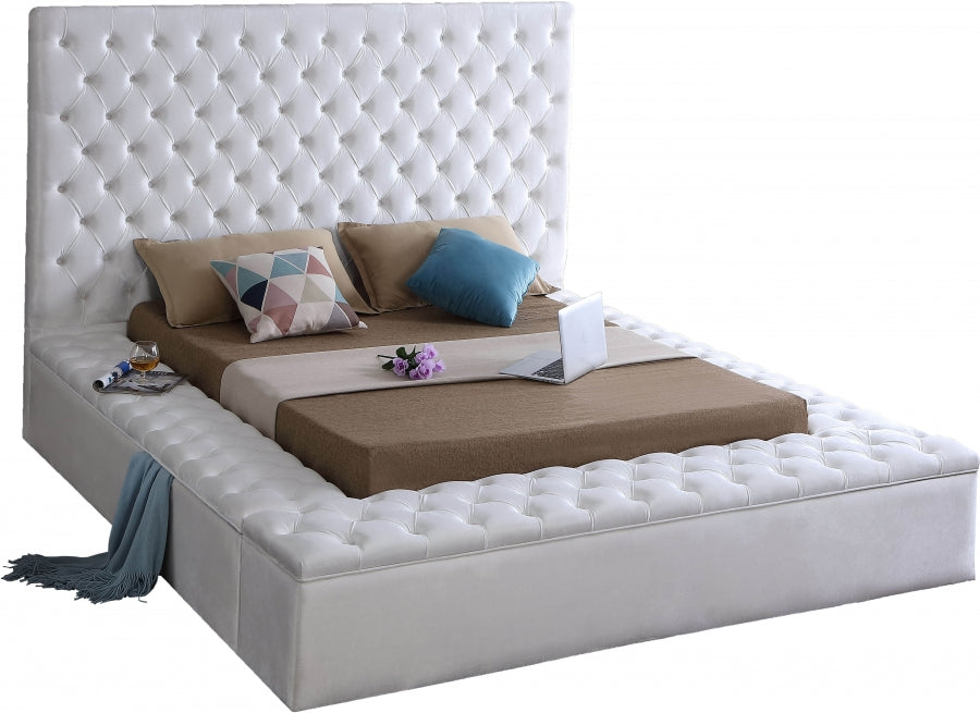 White Velvet Bliss Storage Bed