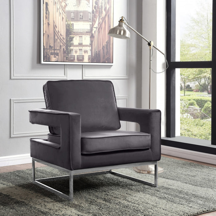 Noah Velvet & Silver Accent Chair