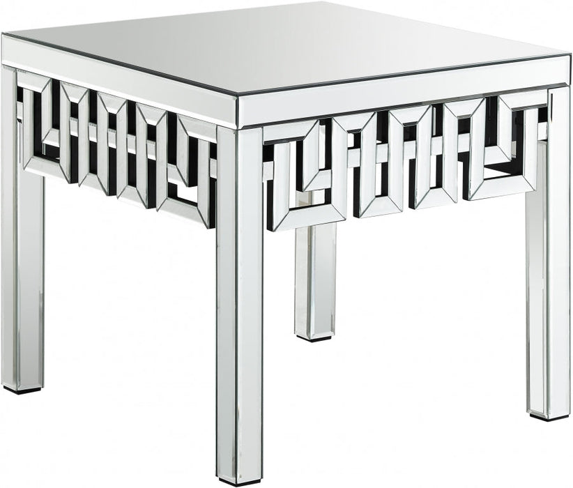 Glam Style Mirrored End Table Aria