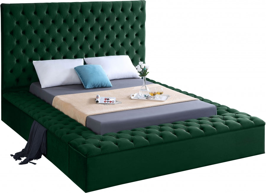 Green Velvet Bliss Storage Bed