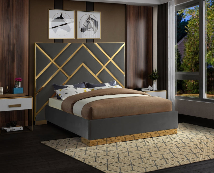Vector Velvet Bed with Gold Trim