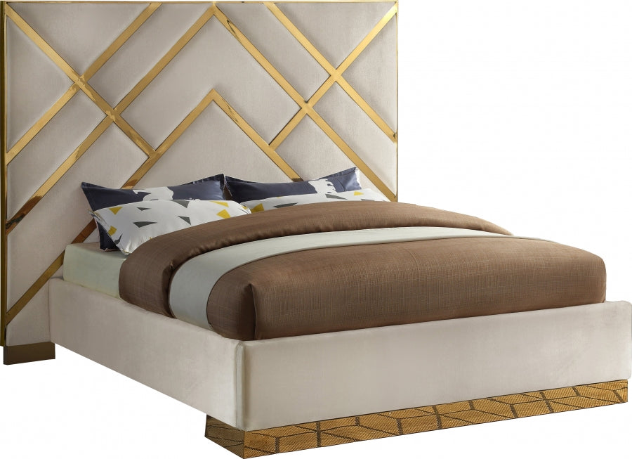 Vector Velvet Bed with Gold Trim