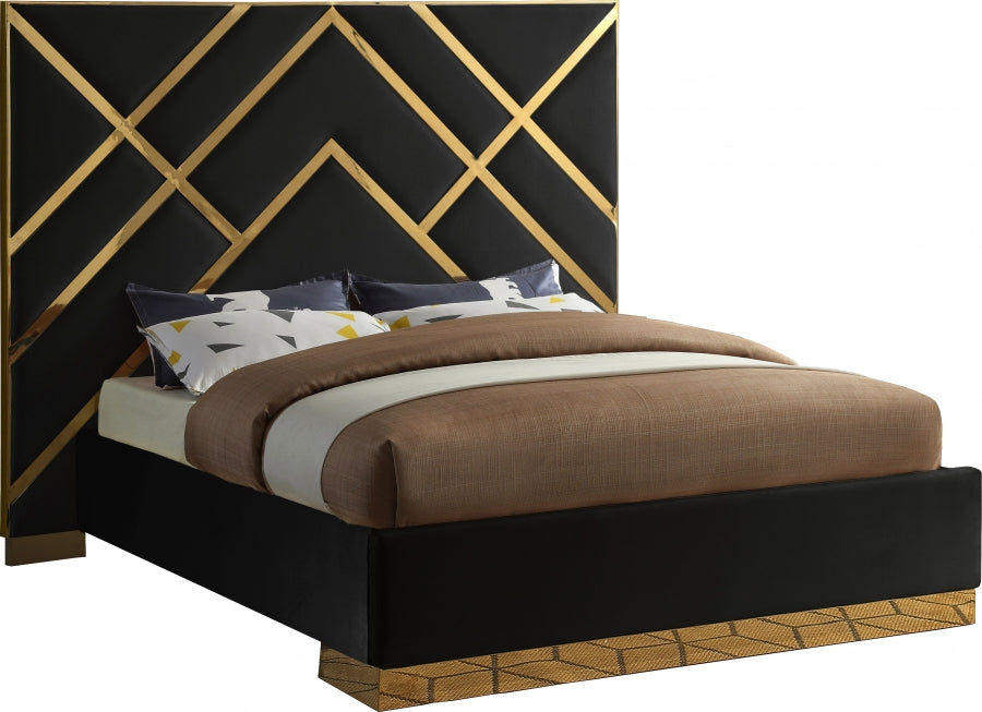 Vector Velvet Bed with Gold Trim