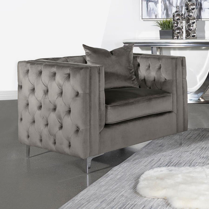 Bronze Tufted Accent Chair