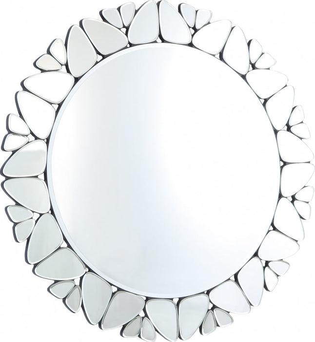 Glam Circular Silver Cocoon Mirror
