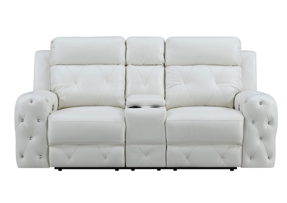 Glam White Leather Power Reclining 3pc Set