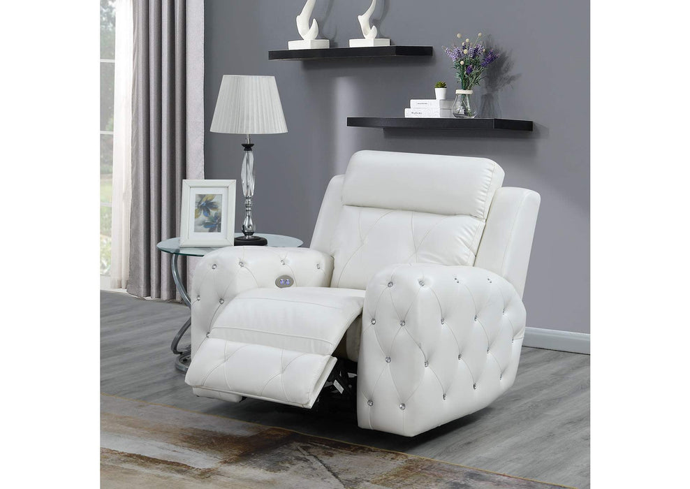 Glam White Leather Power Reclining 3pc Set