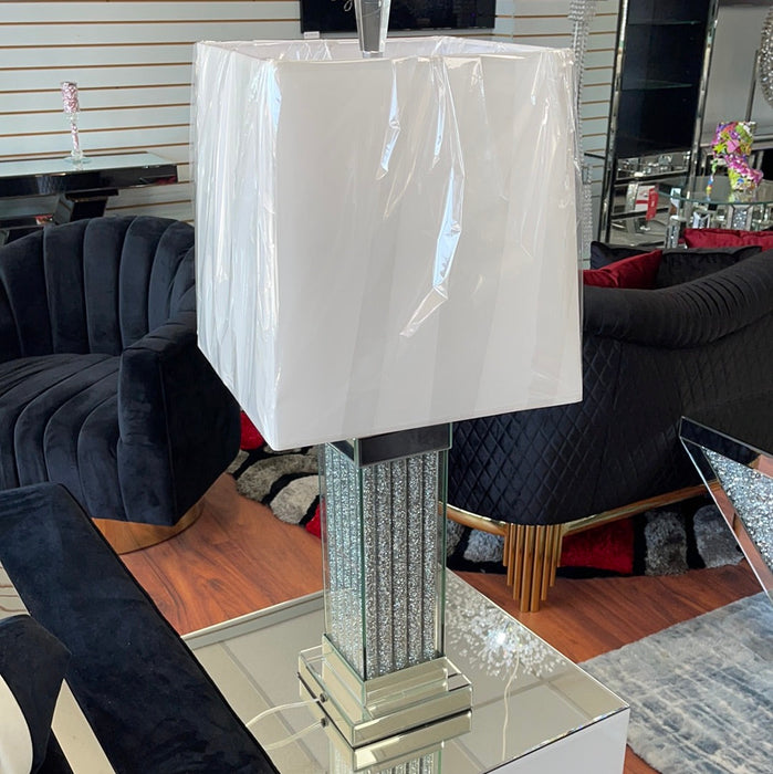 Glam Mirrored Lamp with Crushed Diamonds