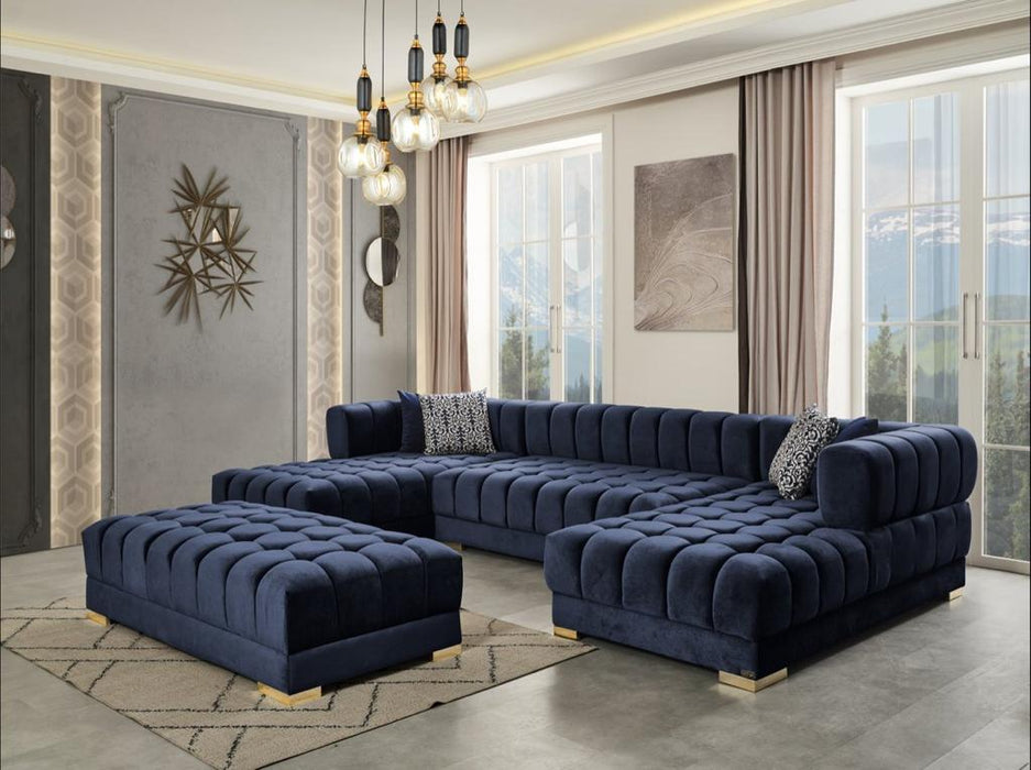 Alexa Blue Double Chaise Sectional