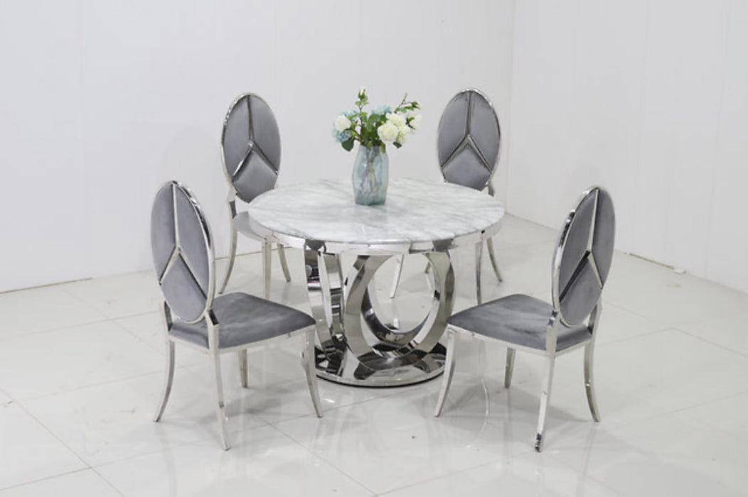 Circle Light Gray Marble Dining Table