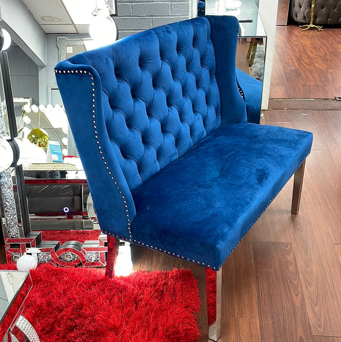 New Tufted Velvet High Back Bench