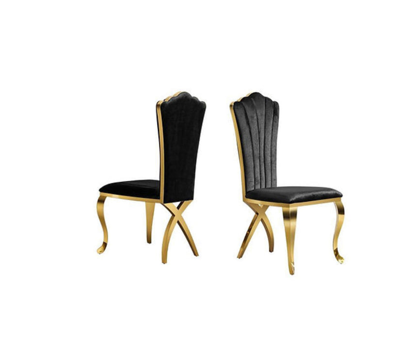 Black & Gold Flower Dining Chair