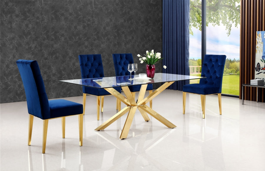 Glass Dining Table with Gold Base