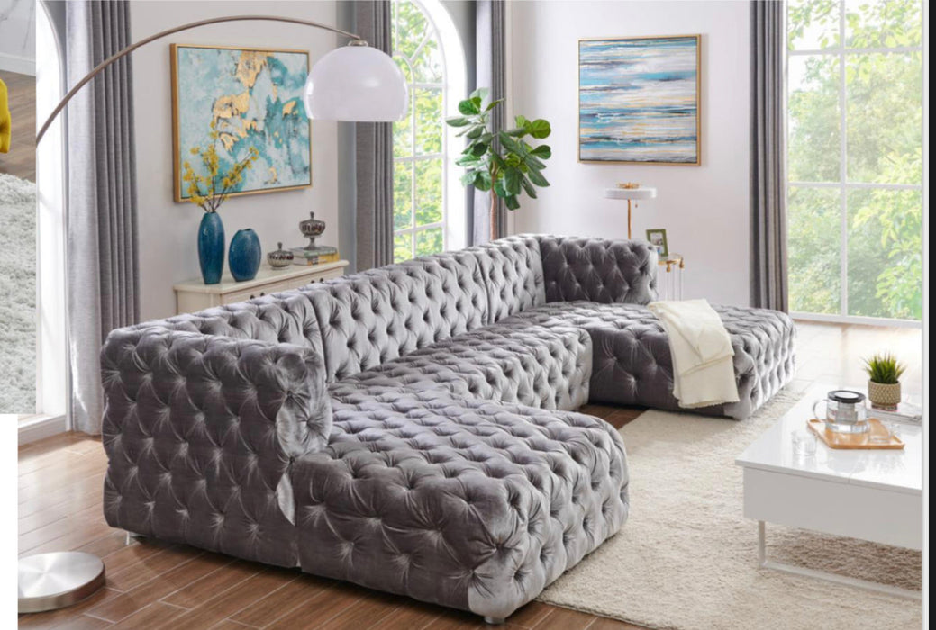 Gray Hollywood Double Chaise Sectional