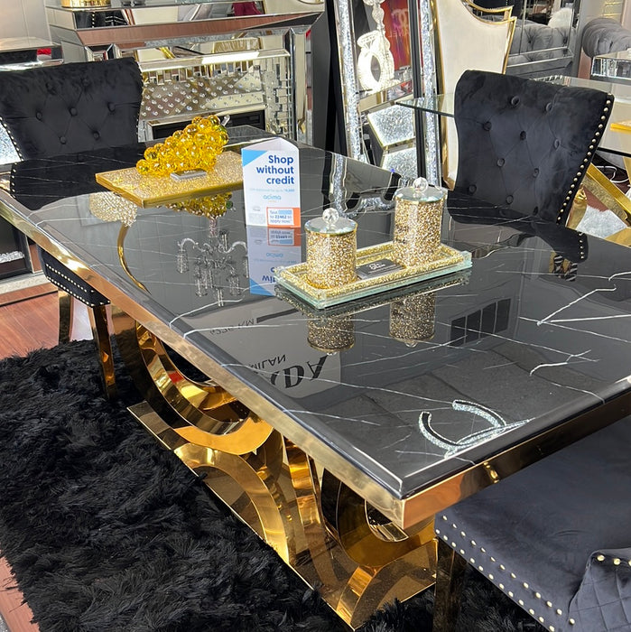 Black & Gold Marble Infinity Dining Table