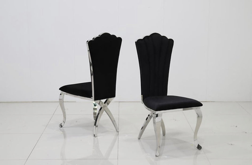 Black & Chrome Flower Dining Chair