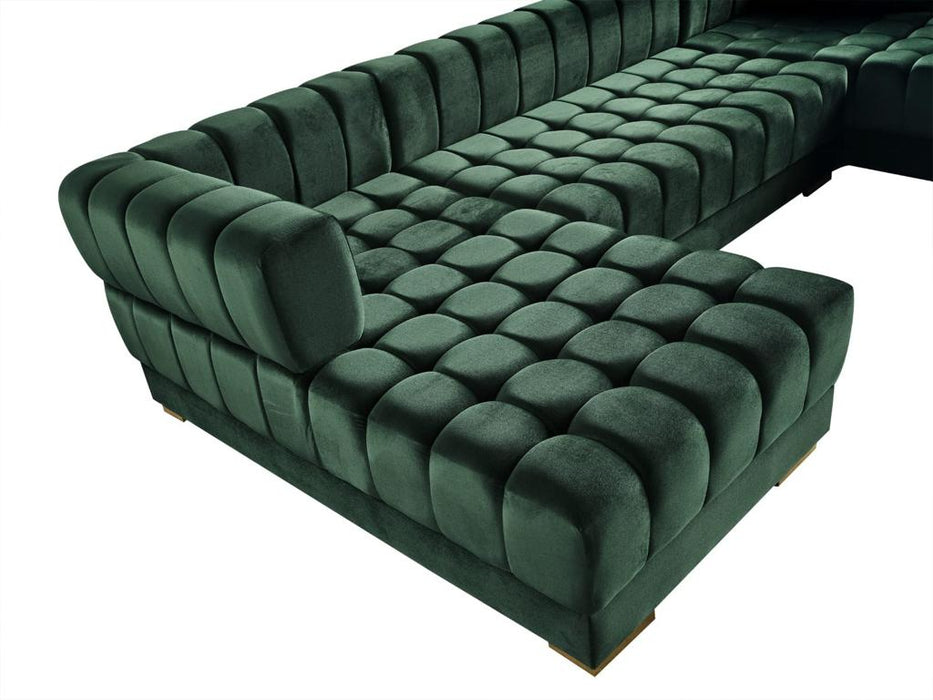 Alexa Green Double Chaise Sectional