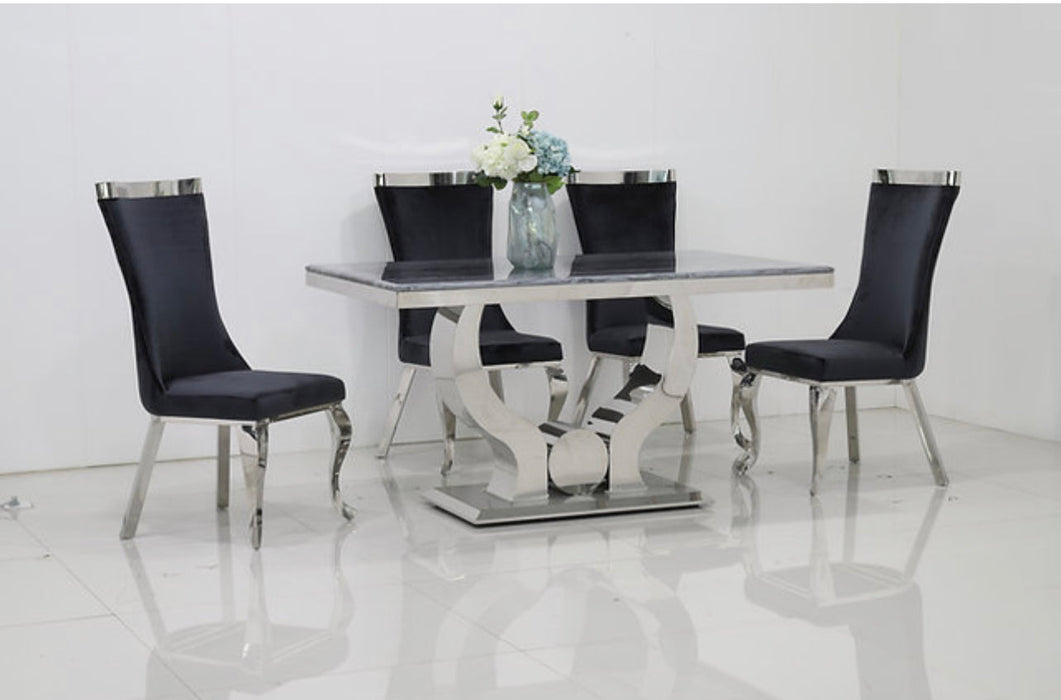 Deep Gray Marble Dining Table