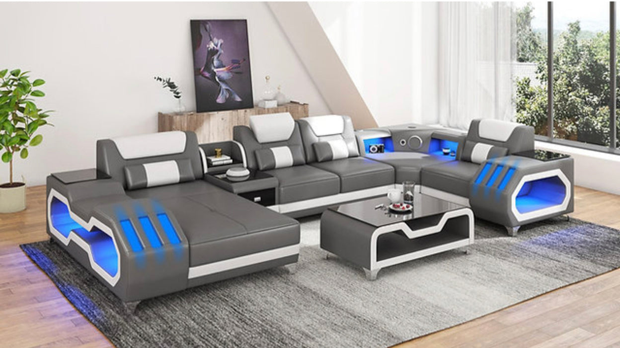 Gray & White Entertainment Sectional