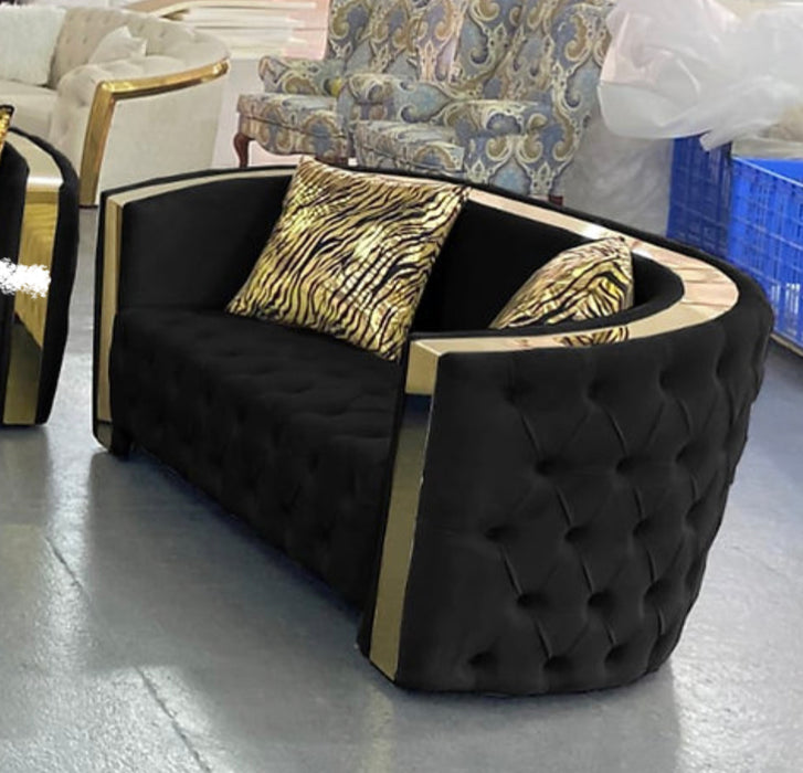 Black & Gold Naomi Sofa Set