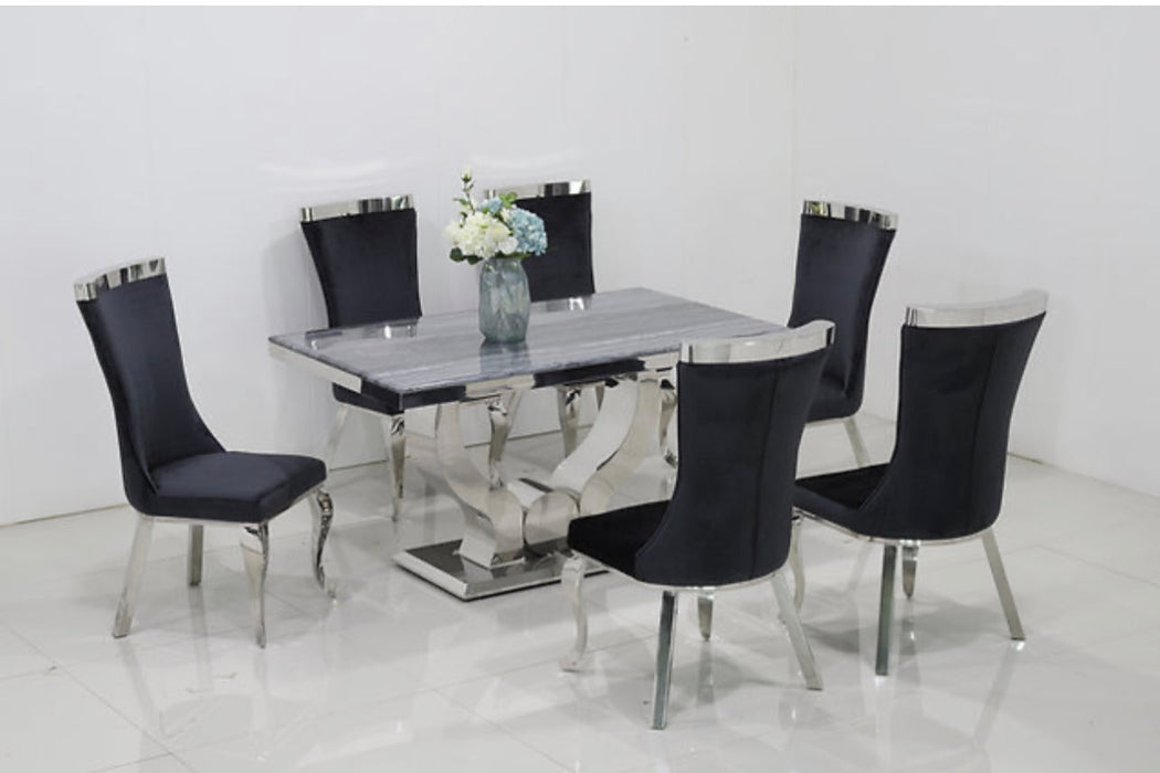 Deep Gray Marble Dining Table