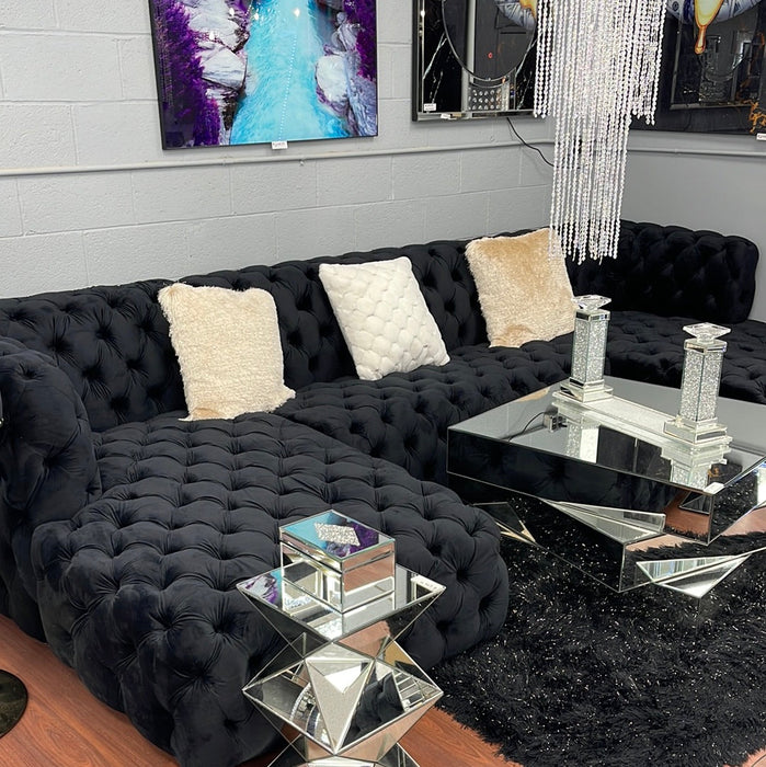 Black Hollywood Double Chaise Sectional
