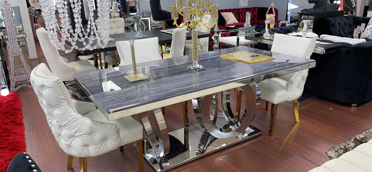 Marble Top Glam Dining Table
