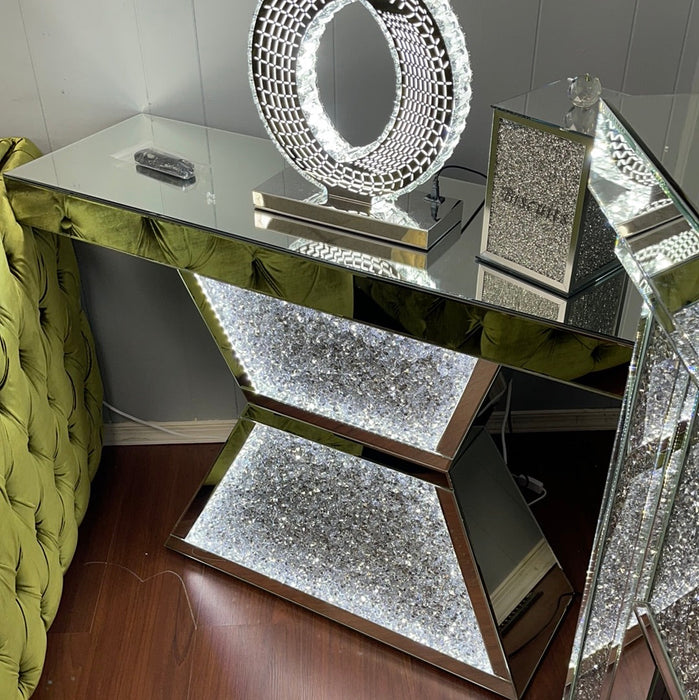 Mirrored LED console w/Crushed Diamonds 💎