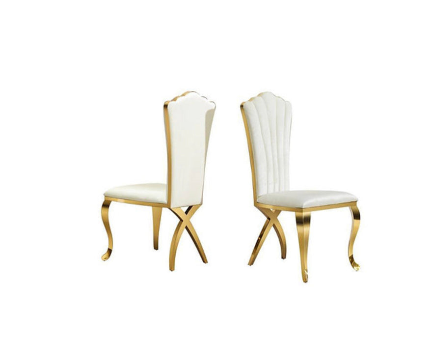 Beige & Gold Flower Dining Chair