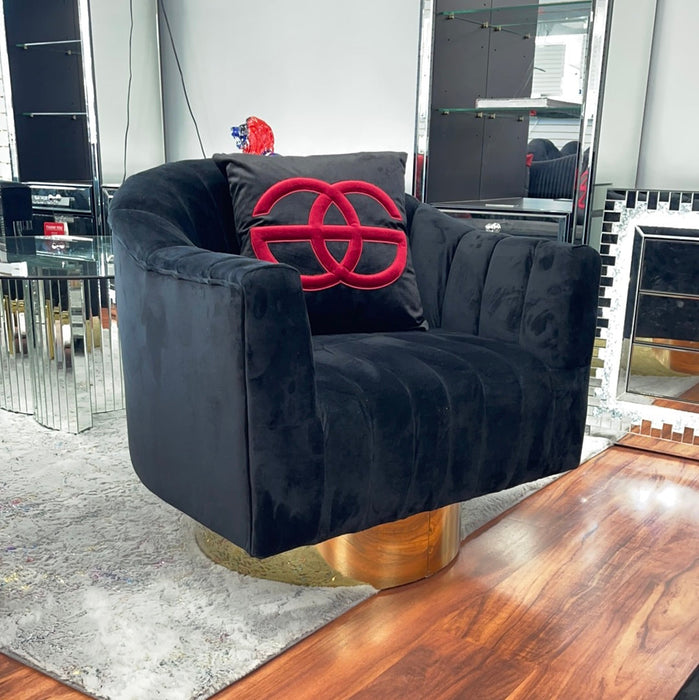 Black Velvet with gold base Accent Chair