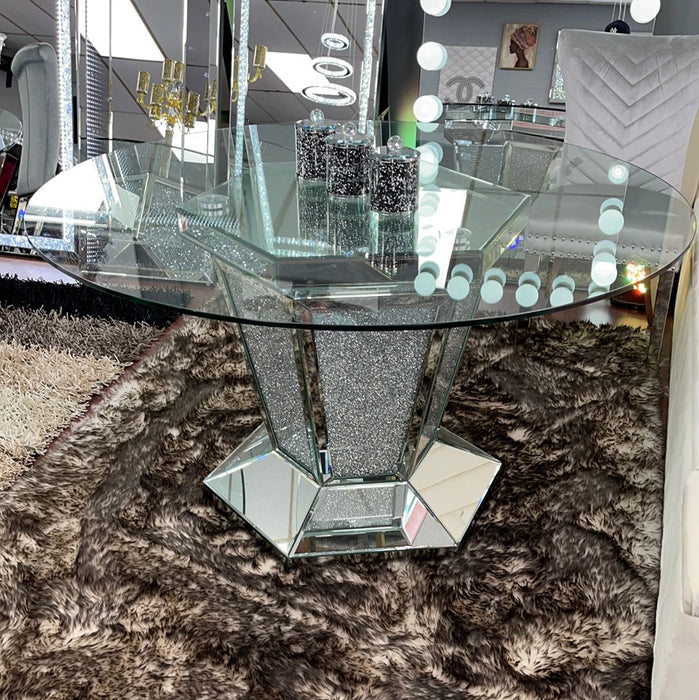 Glam Diva Round Glass Dining Table