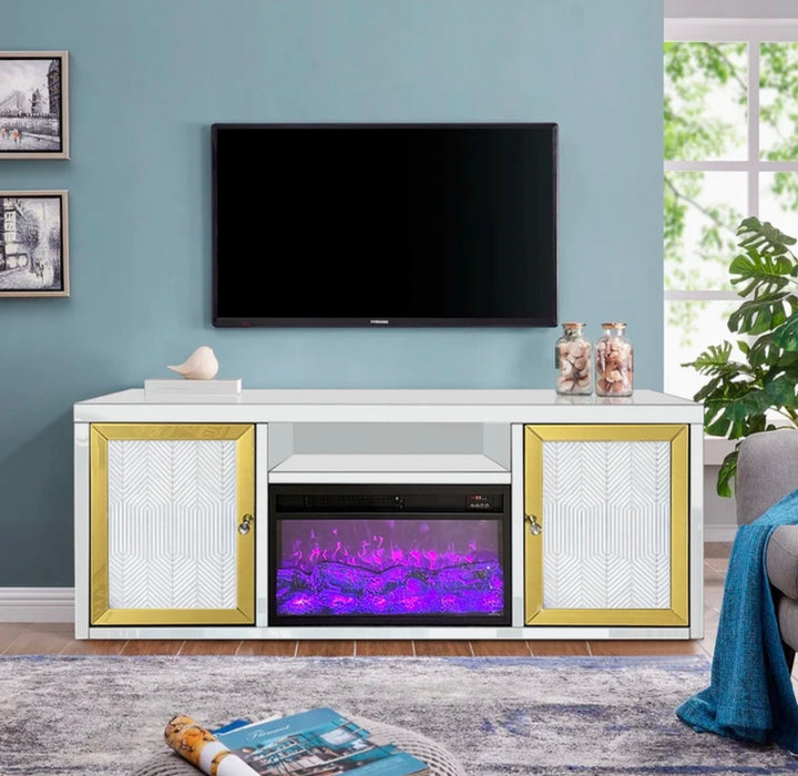 Medford White & Gold Fireplace
