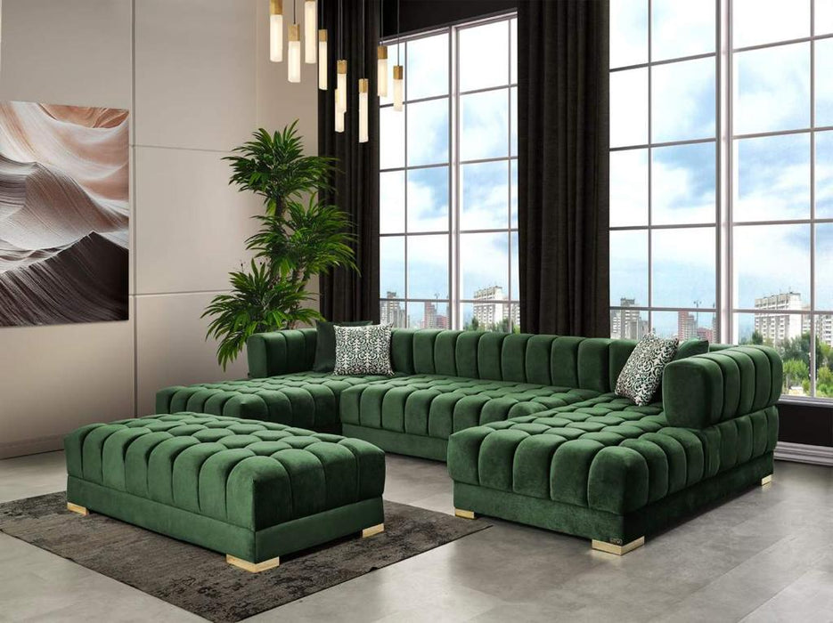 Alexa Green Double Chaise Sectional