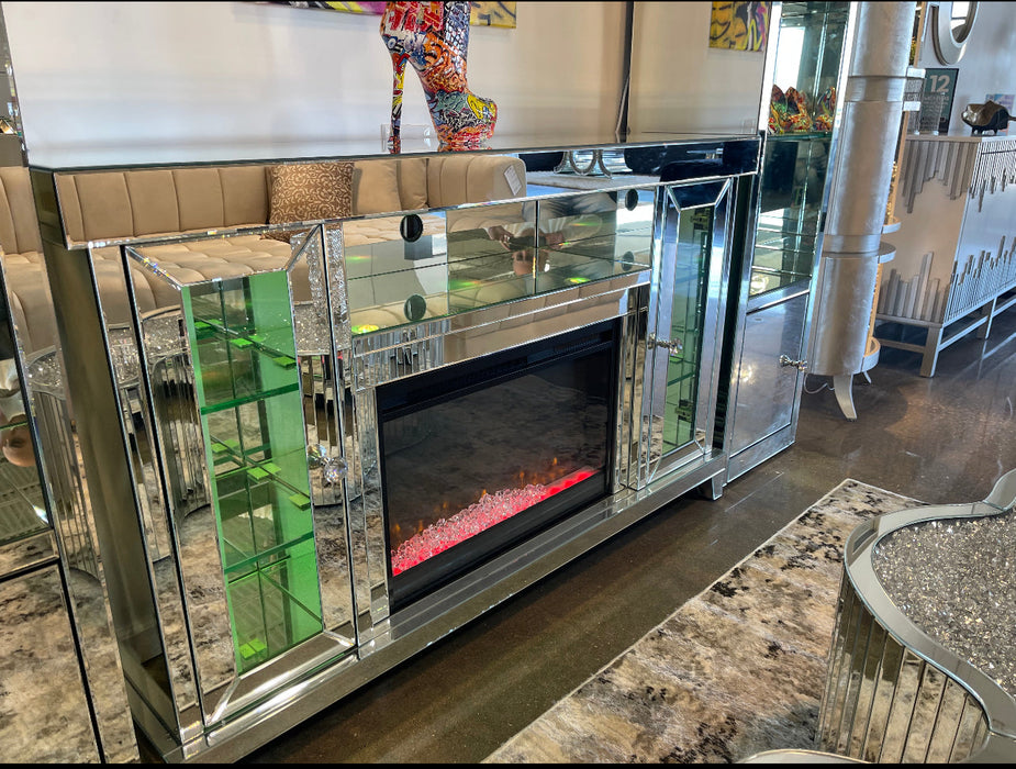 OHIO Mirrored Electric Fireplace