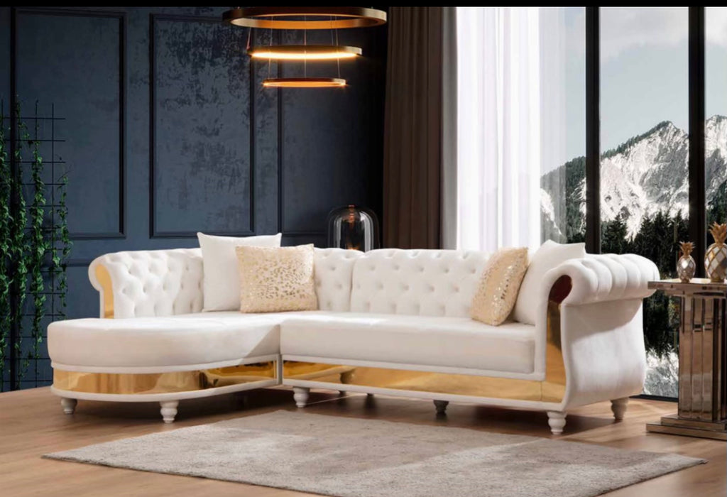 Julia Cream & Gold Velvet Sectional