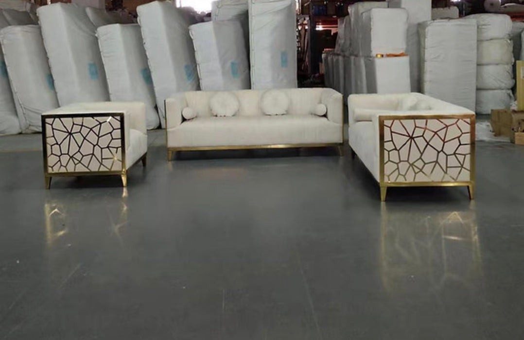 Gaby Gold & Velvet Sofa Set