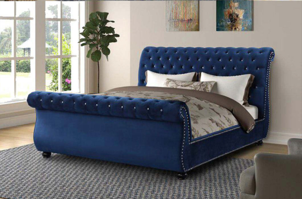 Kendall Blue Sleigh Bed