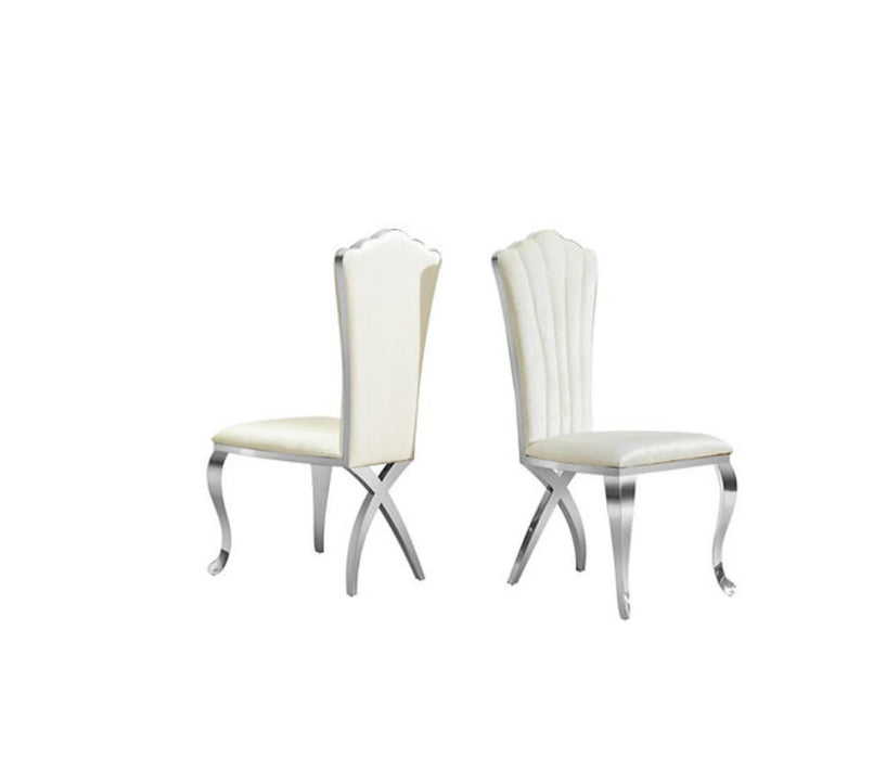 Beige & Chrome Flower Dining Chair