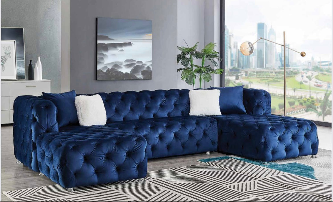 Blue Double Chaise Sectional