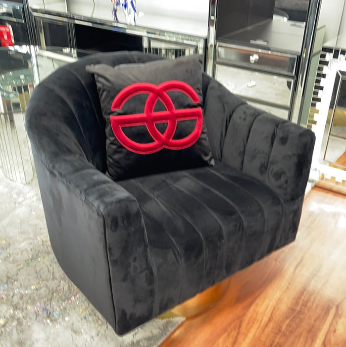 Black Velvet with gold base Accent Chair