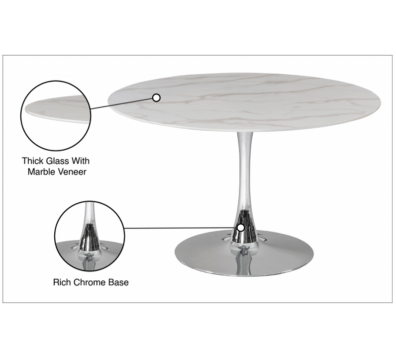 Tulip 48" Dining Table With Chrome Base